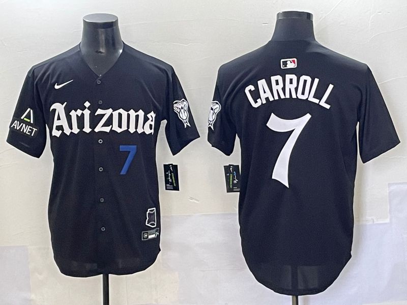 Men 2025 Arizona Diamondback 7 Carroll Black Five generations Joint Name Nike MLB Jersey style 7